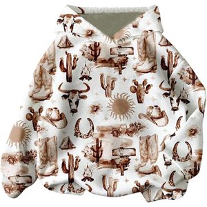 Sweat à capuche graphique léger à manches longues pour femme FOXA, style western, 100 % coton respirant - Product Image 1