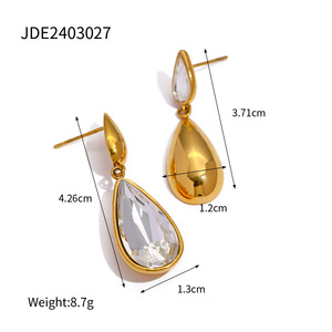 Pas de ternissement classique Vintage bijoux de mode boucles d'oreilles en cristal en acier inoxydable PVD plaqué or boucles d'oreilles pour les femmes - Product Image 6