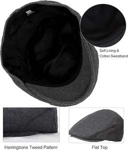 Casquette Gavroche en Tweed pour Enfants Garçons, Béret Plat Années 20 pour Petits Gentlemen, Chapeau Fedora Cabbie à Chevrons pour Garçonnet - Product Image 2