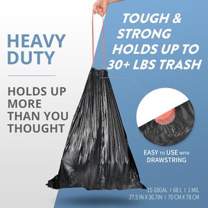 Túi rác nhựa tùy chỉnh bán buôn YC, túi rác sinh học phân hủy được, màu đen, dùng trong gia đình, loại lớn, di động, siêu bền, màu đen - Product Image 3