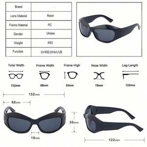 Lunettes de soleil Cyberpunk Y2K pour hommes, mode 2022, lunettes de sport surdimensionnées, lunettes de soleil œil de chat pour femmes - Product Image 5