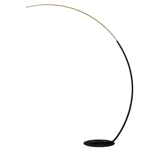 LED Dimmable Floor Light with Remote Control Elegant Curved Stem Acrylic Lampshade Arched Design Standing Lamp for Living Room