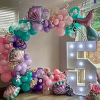 Nuovo tema sirena palloncini in gomma conchiglia coda di pesce palloncino in alluminio kit catena arco decorazione festa di compleanno