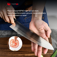 Cuchillo de Cocina Gyuto Japonés Superafilado Hecho a Mano en Acero en Polvo HAP40 Cuchillo de Chef con Vaina Saya de Madera