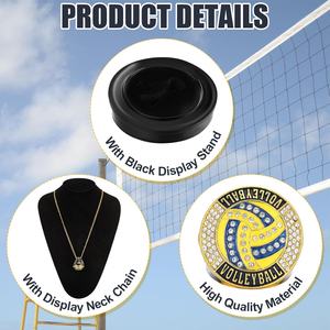 Highergo 1 PC Champion MVP Trophy Rings Crystal Rhinestone Baseball/<span class=keywords><strong>Soccer</strong></span>/Basketball/Volleyball/Football Display Stand Necklace - Product Image 3