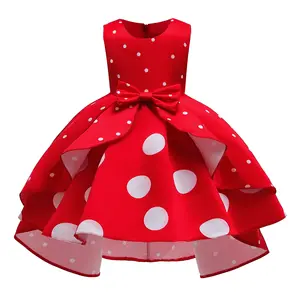 Gaun putri anak perempuan 2-10y musim panas modis gaun Polka Dot Retro untuk anak perempuan butik gaun Polka Dot putih merah