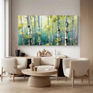 Pintura <span class=keywords><strong>de</strong></span> Abedul con Textura 3D, Arte <span class=keywords><strong>de</strong></span> Pared Verde Amarillo, Pintura al Óleo Abstracta sobre Lienzo para Decoración <span class=keywords><strong>de</strong></span> Sala <span class=keywords><strong>de</strong></span> Estar y Dormitorio - Product Image 4