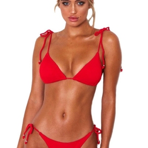 Ensemble bikini rétro sexy à bandes, taille basse, pour femme grande taille, 2 pièces, maillot de bain V-string, anti-UV, respirant, avec <span class=keywords><strong>soutien</strong></span>-<span class=keywords><strong>gorge</strong></span> à nouer sur le côté - Product Image 1