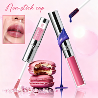 Gloss à lèvres liquide minéral à double extrémité, bleu nacré chromé, effet peel-off, gloss à lèvres, lèvres pulpeuses, imperméable, non collant, crayon à lèvres