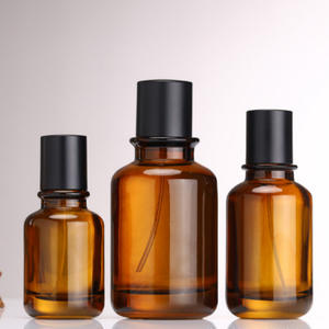 Empty Amber Brown Color Luxury Customized 30ml 50ml 100ml Crimp Glass Perfume Spray <b>Bottles</b> With Ball Shape Wood Cap/<b>Plastic</b> Cap - Product Image 5