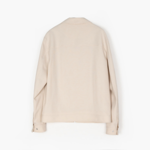 Veste en tricot à col et fermeture éclair intégrale minimaliste pour <span class=keywords><strong>homme</strong></span> de haute qualité - Tissu doux beige, chemise décontractée - Product Image 2