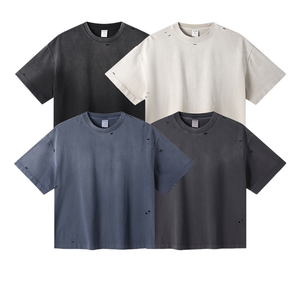 เสื้อยืดคอตตอนเนื้อหนัก 280 กรัม ซักแล้ว ทรงโอเวอร์ไซส์ คอหนา สไตล์สตรีทแวร์  แบบเรียบ รุ่น 6644 รับสกรีนโลโก้ ผลิตตามแบบ OEM ขายส่ง - Product Image 2