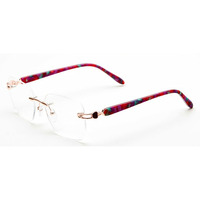 Monture de lunettes élégante sans monture en métal pour femme, charnière cœur diamant, branches en acétate, monture de prescription, logo personnalisé, vente en gros