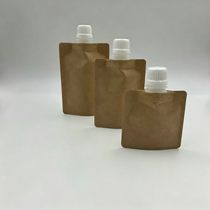 Cosmetic Kraft Paper Spout <b>Pouch</b> – Custom Refillable Stand Up Bag for Lotion & Shampoo - Product Image 2