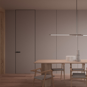 Puerta Interior de Pared Lisa Resistente a Impactos, con <span class=keywords><strong>Marco</strong></span> Oculto, de Laminado de Melamina y Aleación de Aluminio, para Apartamentos Contemporáneos - Product Image 2
