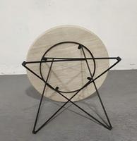 Table basse de salon contemporaine-Plateau rond en papier MDF, base en métal