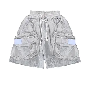 Finch Garment OEM Custom Logo Unisex Embroidery 3D Patch Pocket Elastic Waist Nylon Cargo Short Summer Street Wear Shorts