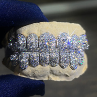 Grillz personnalisés en argent sterling S925 avec moissanite/diamant taille brillant, style Hip Hop, pour lune de miel, pour hommes, tailles 4-12, pour dents (prothèses dentaires)