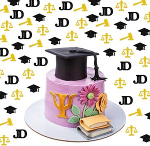 Confettis de remise de diplôme pour avocats, paillettes noires et or, baguette de juge, confettis en papier pour la remise du diplôme JD, décoration de fête de remise de diplôme de l'école de droit - Product Image 3