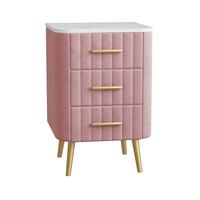 Usine en gros nordique lumière luxe Table de chevet classique Offre Spéciale chambre armoire mode marbre haut velours table de chevet