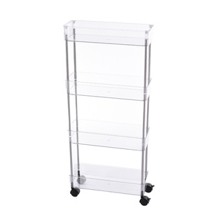 Clear Acrylic Storage Cart 3 Tier With Wheels Bathroom Bedroom Organizer Minimalist Design Easy Cleaning PC Material - Product Image 5