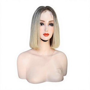 Peluca Corta Bob con Encaje Frontal, Ombre Rubio, Cabello Virgen Doble Trama Vietnamita Liso Extremo, Sin Pegamento, Encaje HD - Product Image 3