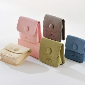 Bolsa de Almacenamiento para Anillos de Microfibra de Alta Calidad y Gran Grosor, Bolsa para Joyería con Logotipo Grabado Personalizado, Tamaño Pequeño, con Botón - Product Image 2