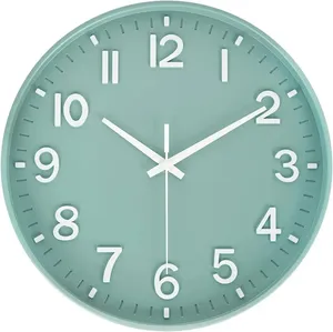 12 inç Modern 3D kabartma numarası duvar saati sessiz yuvarlak ucuz plastik kuvars özel saatler üreticisi