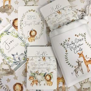 Wholesale Babe Paper <b>Milestone</b> Safari Jungle Pregnancy Monthly <b>Cards</b> Baby Shower Newborn Gifts - Product Image 1