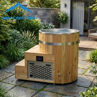 Bain de glace portable pour la maison, en cèdre rouge et acier inoxydable, pour la récupération personnelle, idéal pour la cour ou le patio.