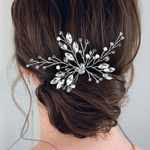Forcina a forma di U fatta a mano da donna accessori da sposa da sposa con diamante di vetro di perle per la cena dell'anniversario - Product Image 1