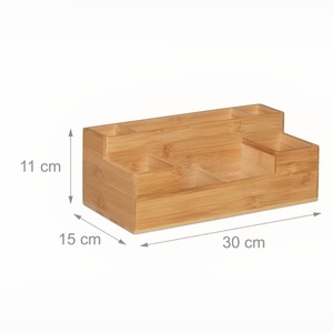 Wooden Desktop Organizer Bamboo Multi Compartment Office Storage Box Large Capacity Rectangle Standing Type Tidy <b>Study</b> <b>Desk</b> - Product Image 4