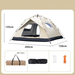 Tente de camping en tissu Oxford 210D, quatre saisons, avec armature diagonale, ouverture rapide automatique, une chambre, portable, pour 3-4/5-6 personnes - Product Image 4