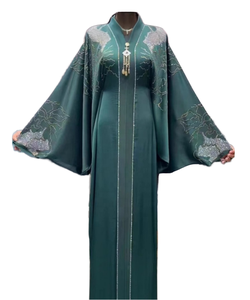Abaya pour femme, personnalisable en usine, avec logo, OEM, ODM, en jacquard doré, haut de gamme, style marocain vintage imprimé - Product Image 1