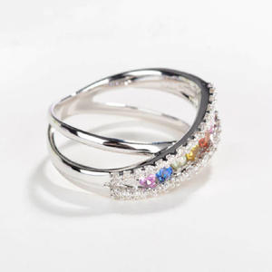 Anillo de Plata 925 con Piedras Preciosas para Mujer, Modelo Q504, Anillo de Compromiso de Lujo con Engaste de Canal, Piedras Multicolores, Diseño Elegante - Product Image 3