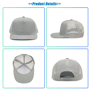 Casquette Trucker en maille à 5 panneaux, visière plate, avec logo brodé personnalisé, pour promotions et cadeaux - Product Image 3