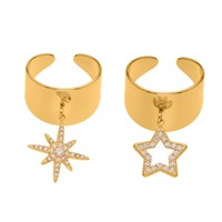 ERESI Fashion Cross-Border Super Glänzender Vollzirkonia-Sternanhänger Offener Ring 18K Vergoldeter Edelstahl Breiter Offener Ring