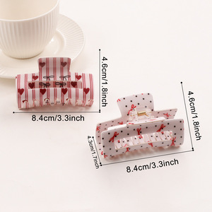 Pinza de Pelo Francesa Elegante de 8.4CM con Diseño de Puntos y Cuadros, Pinza Cuadrada de PVC Tipo Tiburón, Accesorio para el Cabello de Mujer para Uso Diario - Product Image 3