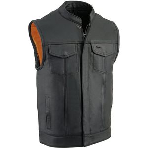 Gilet de moto en cuir pour homme 2025 MLM3514 noir premium à double fermeture style club, traitement du cuir Cool-Tec pour les vêtements de course - Product Image 2