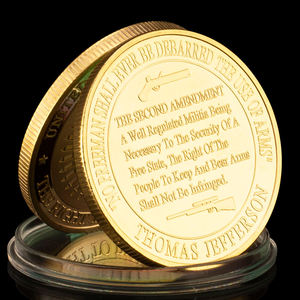 Moneda de recuerdo de La Segunda Enmienda DE LA Constitución DE LOS Estados Unidos chapada en oro Derecho a mantener y llevar armas coleccionables - Product Image 4