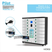 Distributeur automatique moderne de bornes de recharge pour téléphones avec 16 ports USB, verrouillage par clé, construction métallique durable, structure assemblée rapide