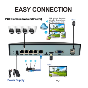 Ensembles NVR IP POE H.265, caméra de sécurité intérieure CCTV avec résolution 2K, NVR 4 canaux - Product Image 2