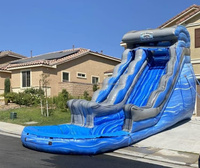 Vente flash : toboggan aquatique gonflable 8*4m en PVC, logo personnalisé en couleur, pour équipement de parc de trampoline commercial intérieur/extérieur