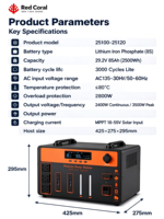 Centrale Électrique Portable OEM 2400W 2500Wh au Lithium Fer Phosphate, Générateur Solaire à Onde Sinusoïdale Pure pour Camping-Car, Voyage, Extérieur et Urgences