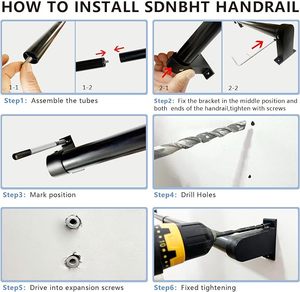 Tubería de <span class=keywords><strong>escalera</strong></span> rústica Instalación de tubería <span class=keywords><strong>Barandilla</strong></span> de mano de acero tubular y barandillas de <span class=keywords><strong>escalera</strong></span> Pasamanos negra de tubería de acero negro - Product Image 3