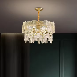 Zèle d'éclairage personnalisé hôtel villa pendentif lumières led design plafond suspendu rond moderne lustre en cristal - Product Image 4