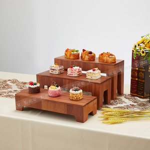 Exhibidor de Postres Tipo <span class=keywords><strong>Buffet</strong></span> para la Hora del Té, Plataforma de Exhibición de Pasteles de <span class=keywords><strong>Sushi</strong></span> en Color Marrón Sapele para Restaurante/Cafetería, Banquete o Mesa de Té de la Tarde - Product Image 6