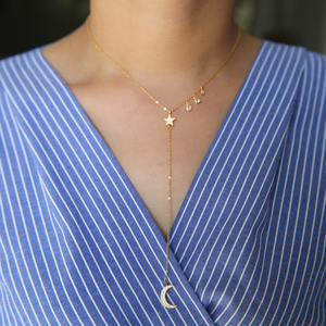 Collar de Cadena Larga con Colgante de Luna y Estrella con Micro Pavé de Circonitas de Alta Calidad <span class=keywords><strong>2026</strong></span> - Product Image 4