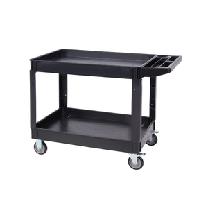 Ağır Hizmet Tipi Sessiz Düz Tablalı Plastik Alet Arabası Platformu Özelleştirilebilir Depolama 2 Katlı Yük Taşıma Servis Arabası - Product Image 1