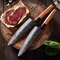Ensemble de couteaux de Chef de cuisine professionnels japonais martelés-Gyuto Santoku Nakiri Petty High Corrosion Resistance Full Tan